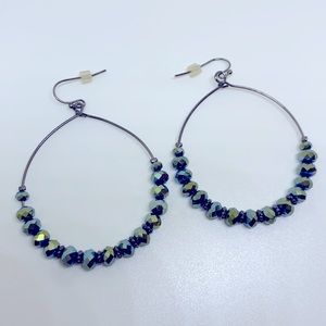 Blue and Green Accented Beaded Earrings